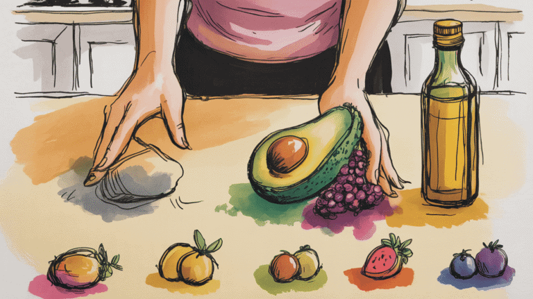 Healthy avocado and colorful fruits promoting anti-inflammatory benefits.
