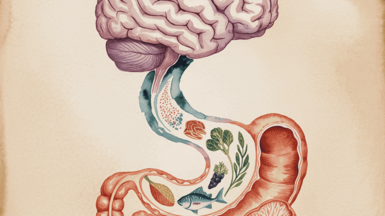 Brain-gut connection illustration for anti-inflammatory diet.