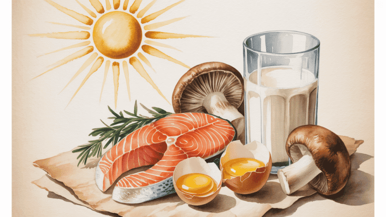Fresh anti-inflammatory foods including salmon, eggs, mushrooms, and herbs for health.