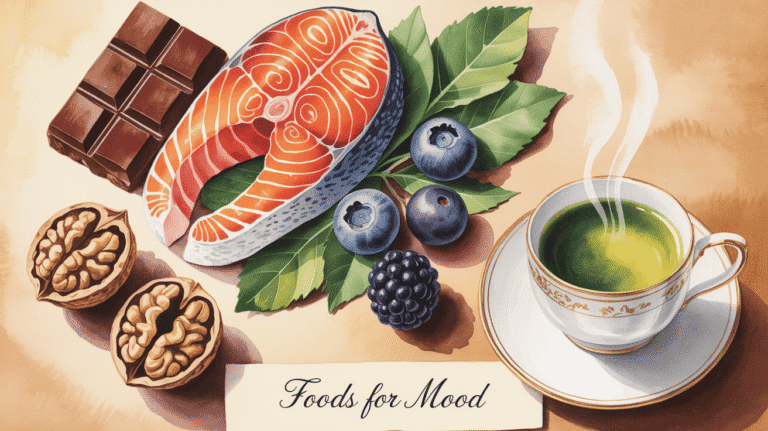 Nutrient-rich salmon, blueberries, walnuts, and green tea promote anti-inflammatory health benefits.